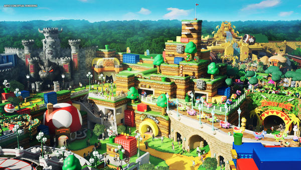 A birds-eye view of Super Nintendo World. A birds-eye view of Super Nintendo World.