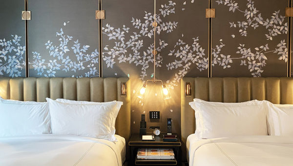 A two queen room at the hotel. A two queen room at the hotel.