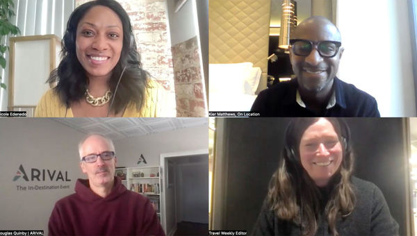 Clockwise from top left: Nicole Edenedo of Travel Weekly; Kier Matthews of On Location Experiences; Rebecca Tobin of Travel Weekly and Douglas Quinby of Arival. Clockwise from top left: Nicole Edenedo of Travel Weekly; Kier Matthews of On Location Experiences; Rebecca Tobin of Travel Weekly and Douglas Quinby of Arival.