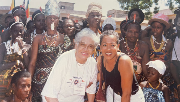 Freddye Henderson and daughter Gaynelle during Freddye's traditional Ghanaian "Durba," when she was "enstooled" as "Queen Mother of Travel and Tours" in Accra, Ghana, during the Africa Travel Association’s 24th International Congress in 1999. Freddye Henderson and daughter Gaynelle during Freddye's traditional Ghanaian "Durba," when she was "enstooled" as "Queen Mother of Travel and Tours" in Accra, Ghana, during the Africa Travel Association’s 24th International Congress in 1999.