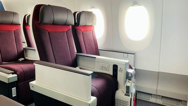 Premium economy seats on Air India's A350. Premium economy seats on Air India's A350.