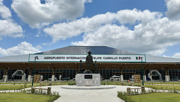 The front entrance courtyard at the new Tulum airport. The front entrance courtyard at the new Tulum airport.