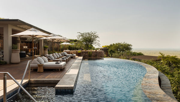 The pool at Singita Milele overlooking the Grumeti Reserve in Tanzania. The pool at Singita Milele overlooking the Grumeti Reserve in Tanzania.