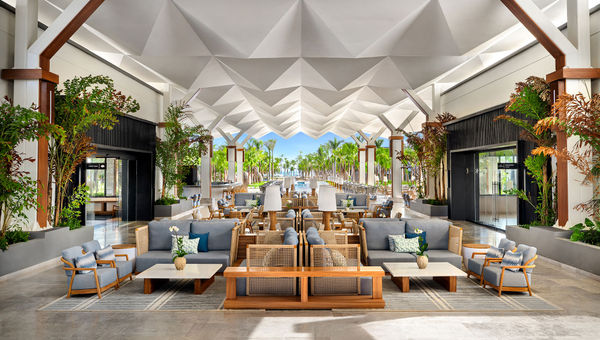 The Secrets Tides Punta Cana lobby is laid out more like a residential space than a hotel. The Secrets Tides Punta Cana lobby is laid out more like a residential space than a hotel.