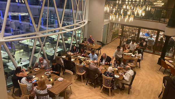 The two-deck Giovanni’s Italian Kitchen and Wine Bar faces out toward the Boardwalk neighborhood and has tables for al fresco dining. The two-deck Giovanni’s Italian Kitchen and Wine Bar faces out toward the Boardwalk neighborhood and has tables for al fresco dining.